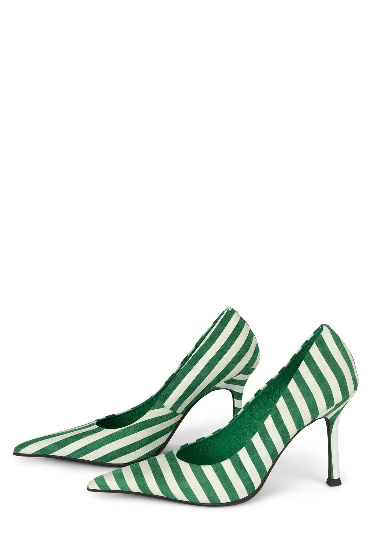 Jeffrey Campbell RISKTAKER3 Stiletto Heels - Green White Stripe Suede