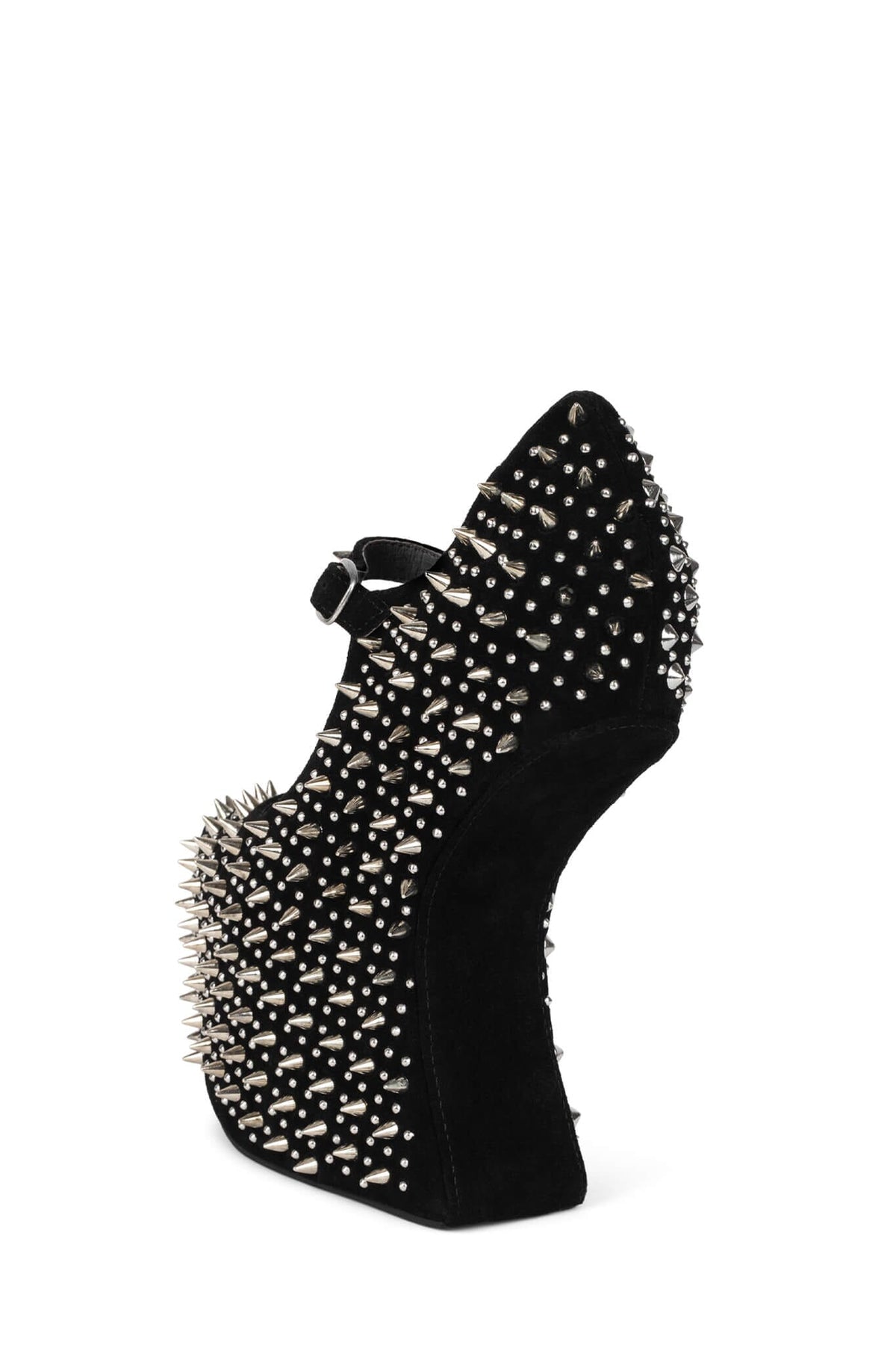 Jeffrey Campbell PRICKLY Platform Pump - Black Suede Silver