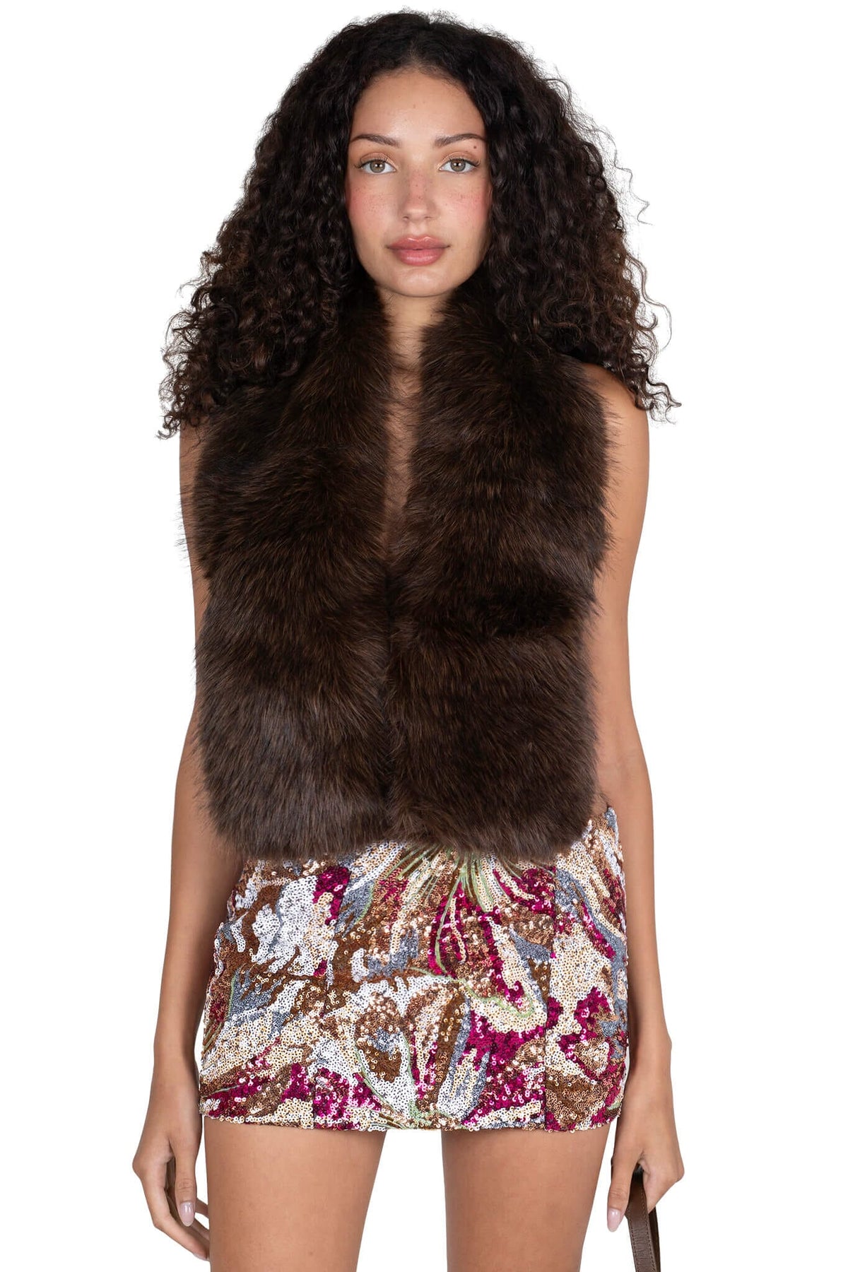 Jeffrey Campbell ROMANOV-F TOP Faux-Fur Top - Brown