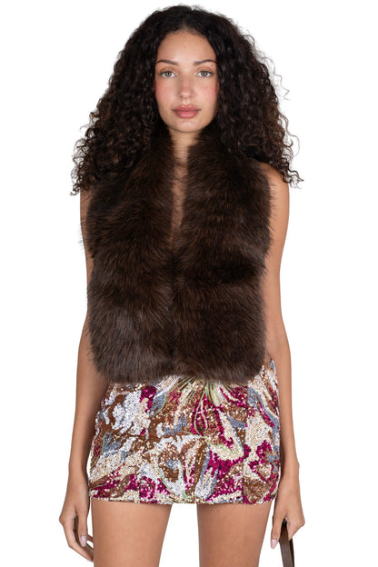 Jeffrey Campbell ROMANOV-F TOP Faux-Fur Top - Brown