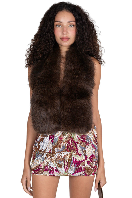 Jeffrey Campbell ROMANOV-F TOP Faux-Fur Top - Brown