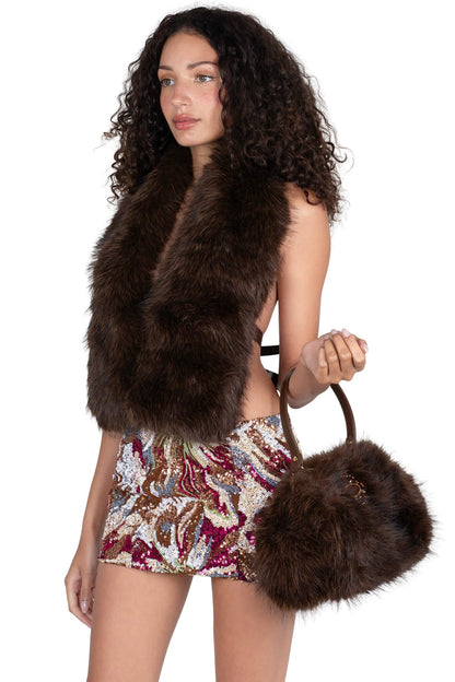 Jeffrey Campbell ROMANOV-F TOP Faux-Fur Top - Brown
