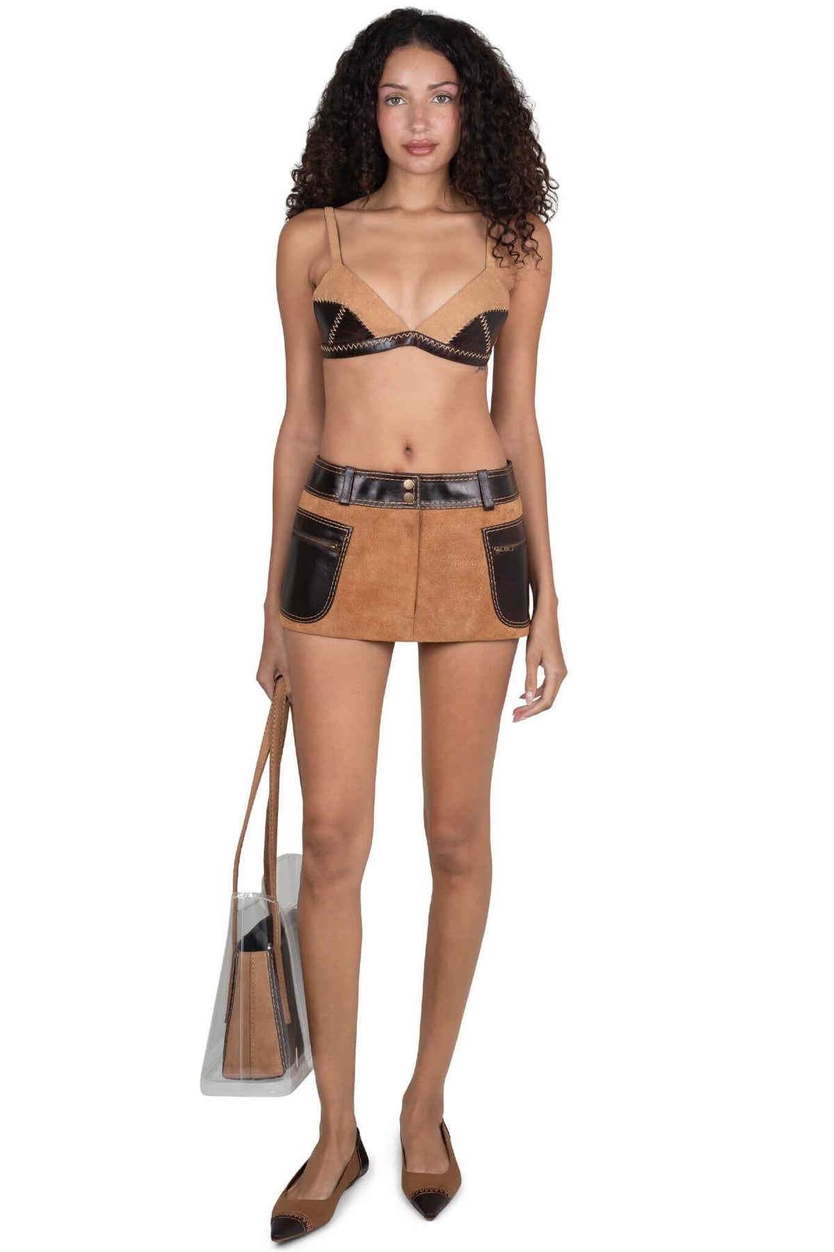 Jeffrey Campbell STRATEGIC TOP Deconstructed Triangle Top - Tan Suede Brown