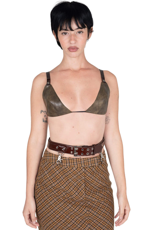 Jeffrey Campbell JUNIA TOP Triangle Bra Top - Taupe Brown Combo