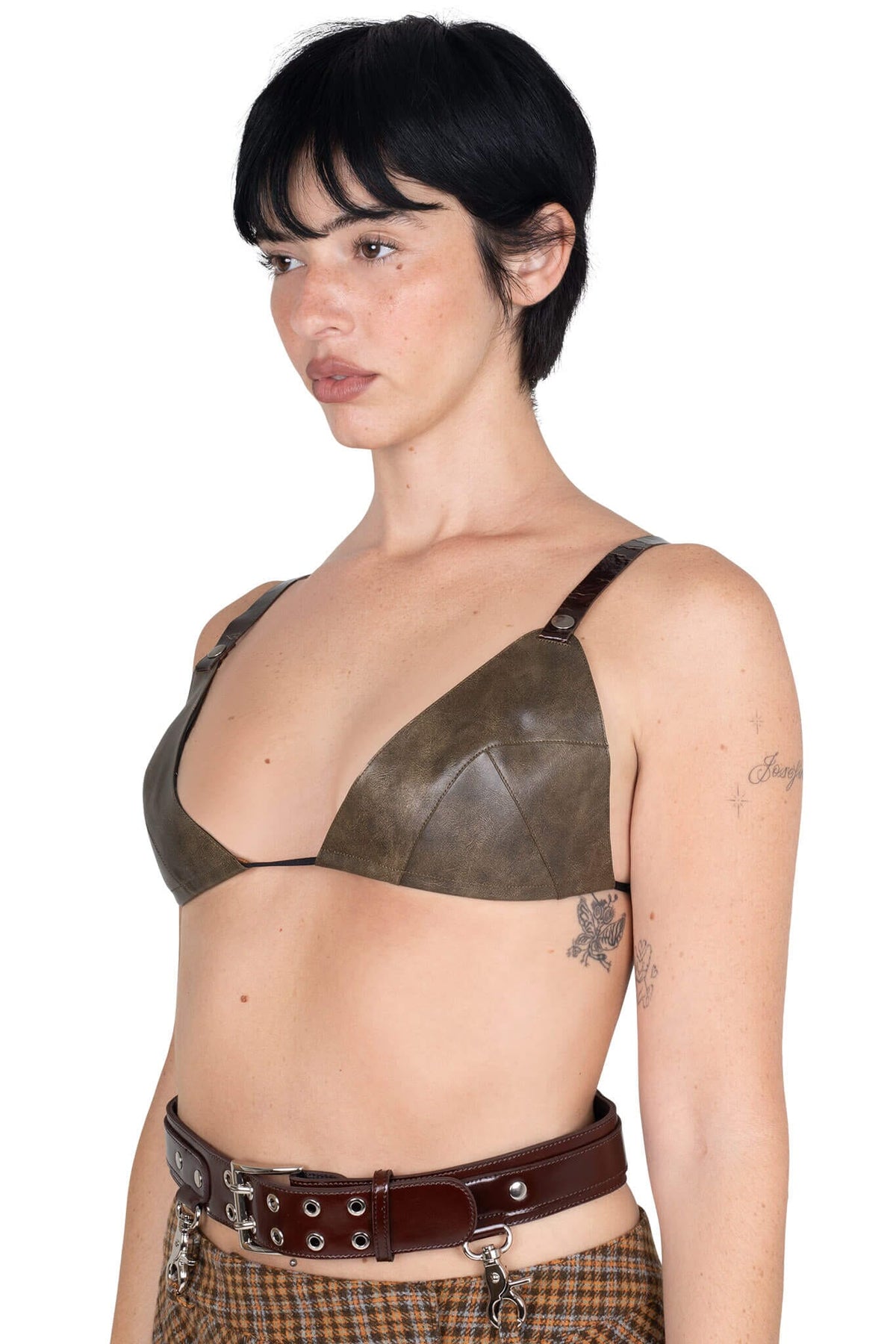 Jeffrey Campbell JUNIA TOP Triangle Bra Top - Taupe Brown Combo