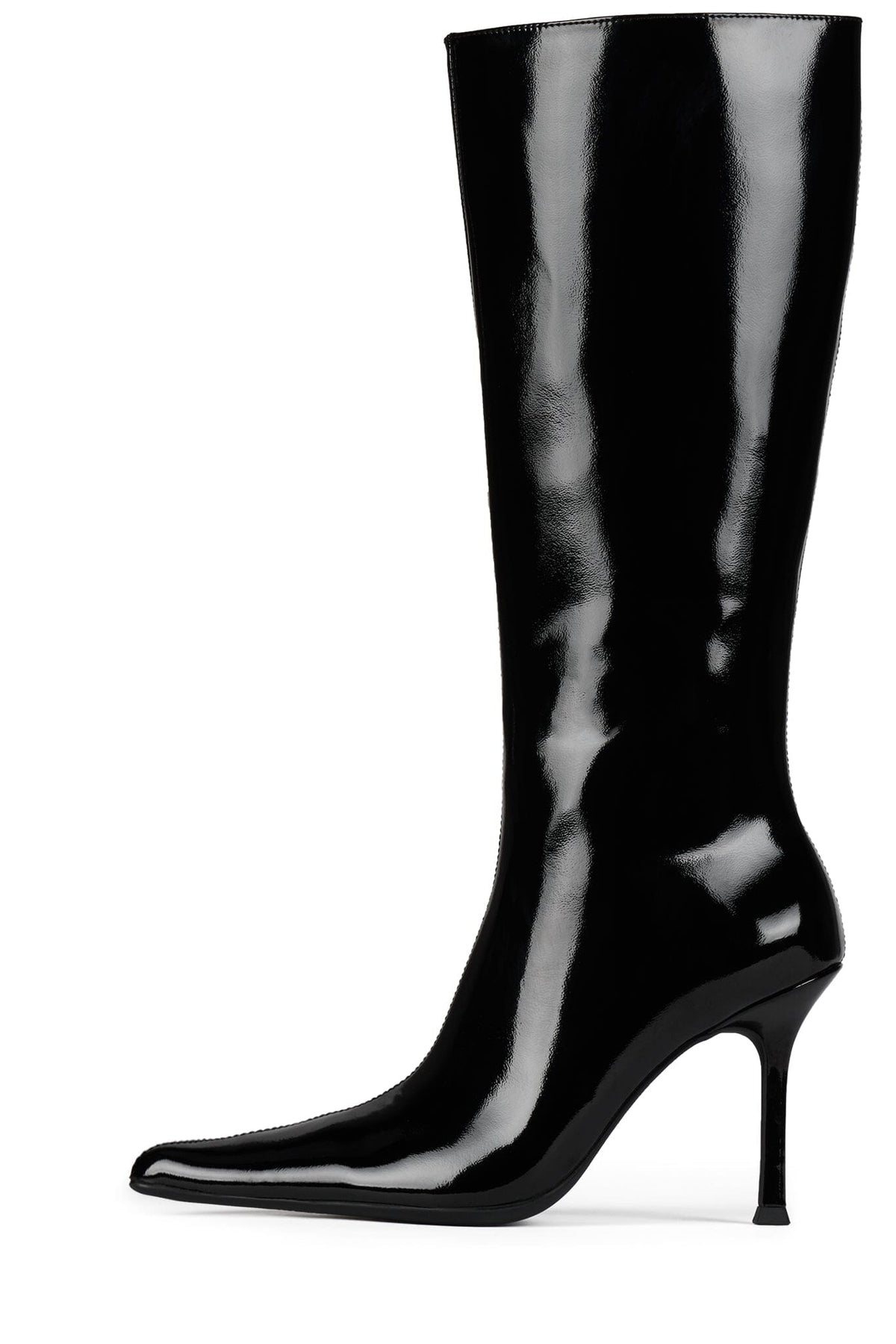 Jeffrey Campbell DARLING-3 Knee-High Stiletto Boot - Black Crinkle Patent