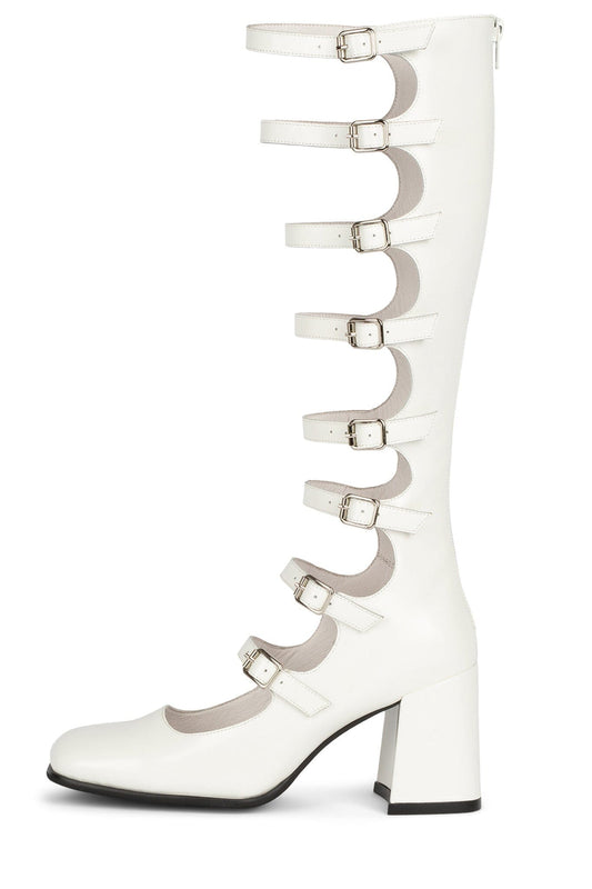Jeffrey Campbell MONSIEUR Knee-High Pump - White Box