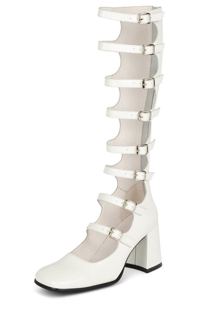 Jeffrey Campbell MONSIEUR Knee-High Pump - White Box