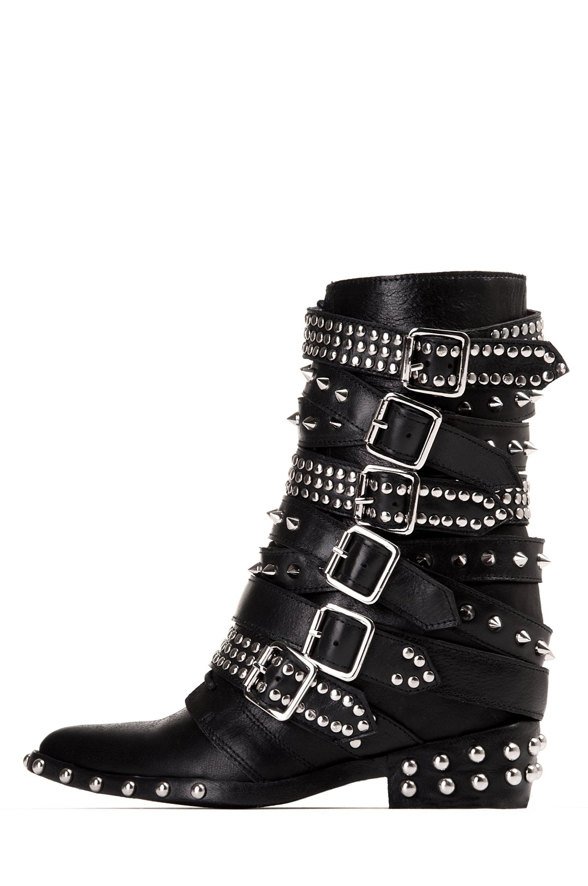 Jeffrey Campbell DRACO-STUD Mid-Calf Boot - Black Silver