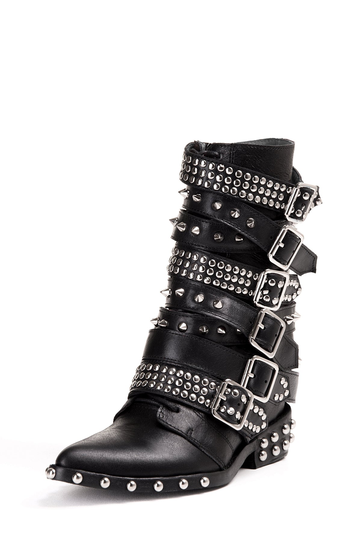 Jeffrey Campbell DRACO-STUD Mid-Calf Boot - Black Silver
