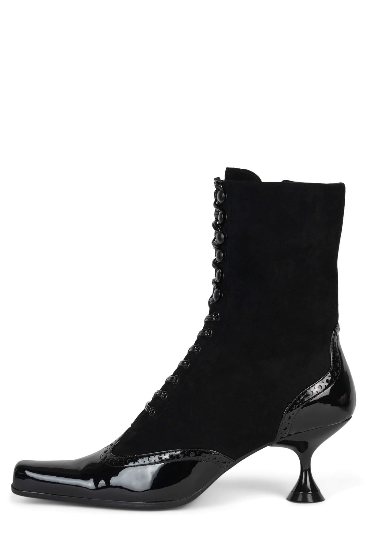 Jeffrey Campbell VICTORIAN Ankle Boot - Black Patent Black Suede