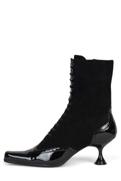 Jeffrey Campbell VICTORIAN Ankle Boot - Black Patent Black Suede