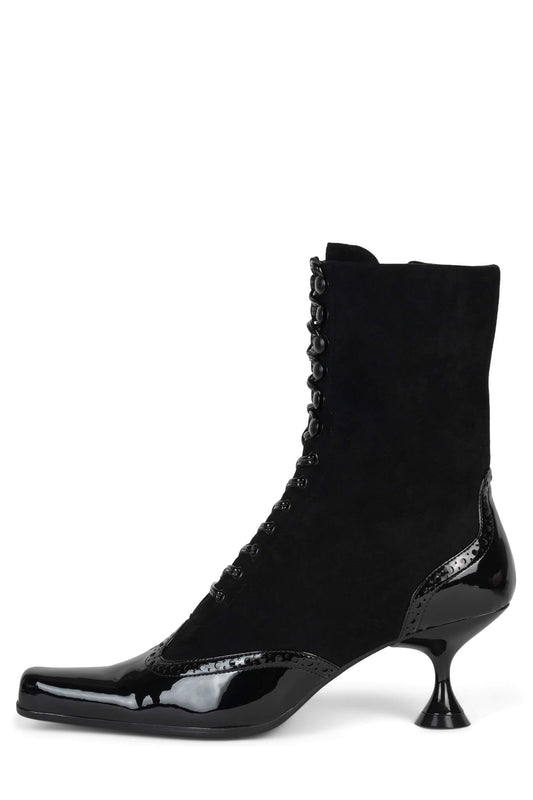 Jeffrey Campbell VICTORIAN Ankle Boot - Black Patent Black Suede