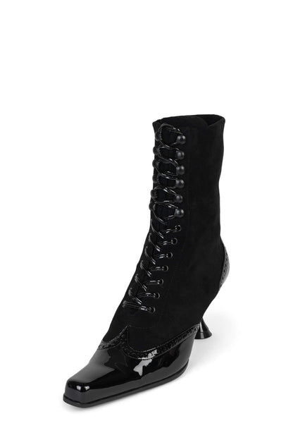 Jeffrey Campbell VICTORIAN Ankle Boot - Black Patent Black Suede