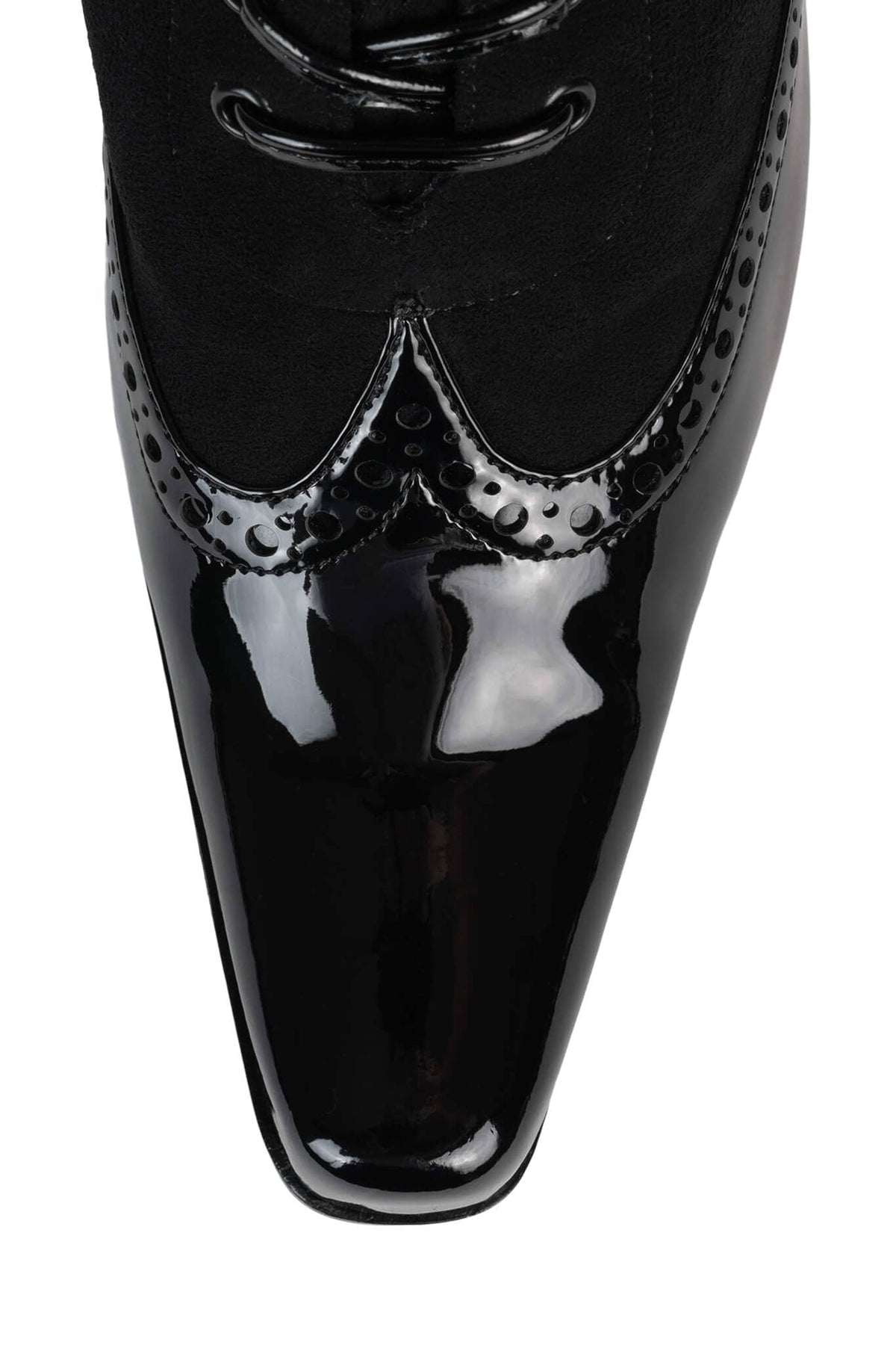 Jeffrey Campbell VICTORIAN Ankle Boot - Black Patent Black Suede