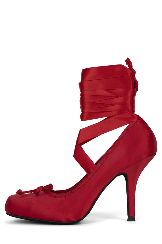Jeffrey Campbell NYMPHA Stiletto Heel - Red Satin