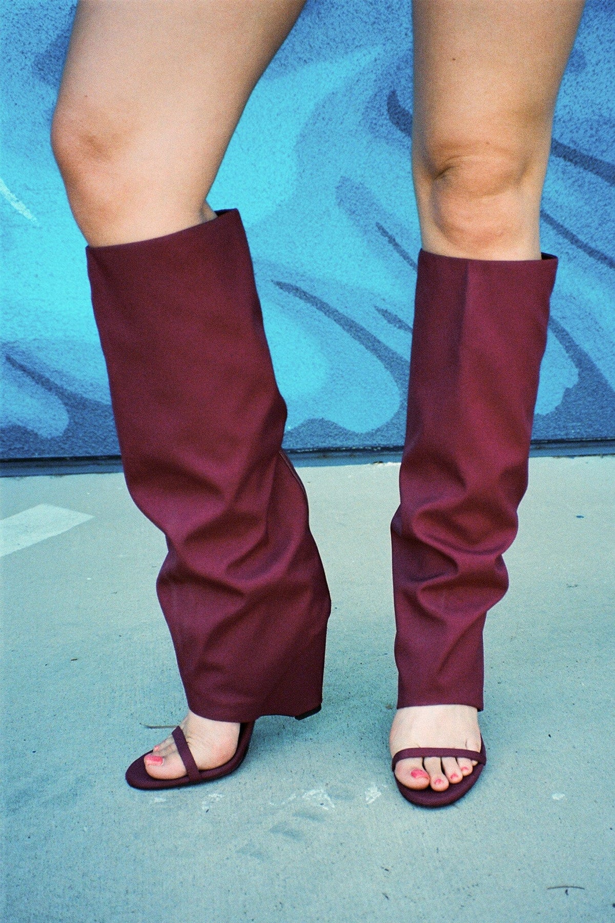 Jeffrey Campbell SHROUD Heeled Sandal - Wine Fabric Combo