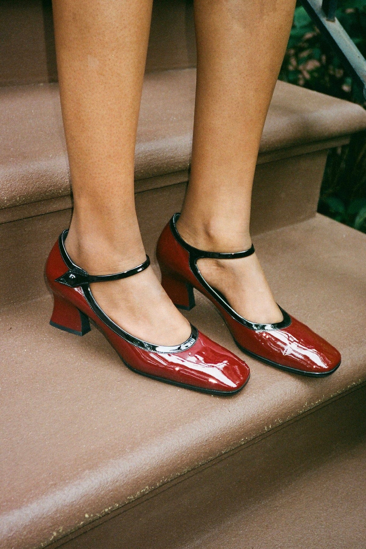 Jeffrey Campbell PETTIGREW Heeled Mary Jane - Wine Patent Black Patent