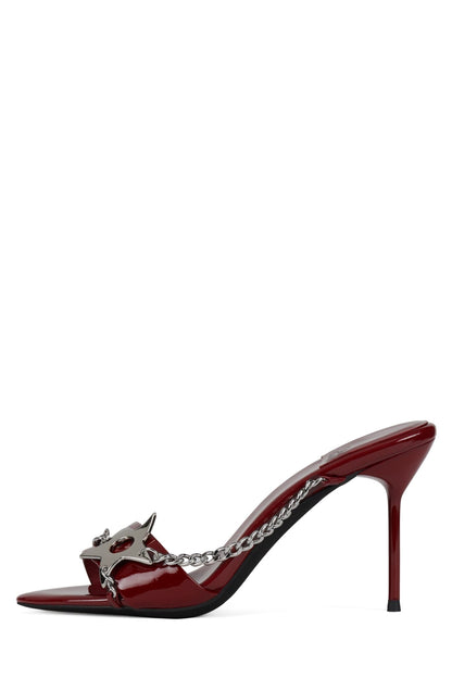 Jeffrey Campbell SOIRE-O Heeled Sandal - Cherry Red Patent Silver