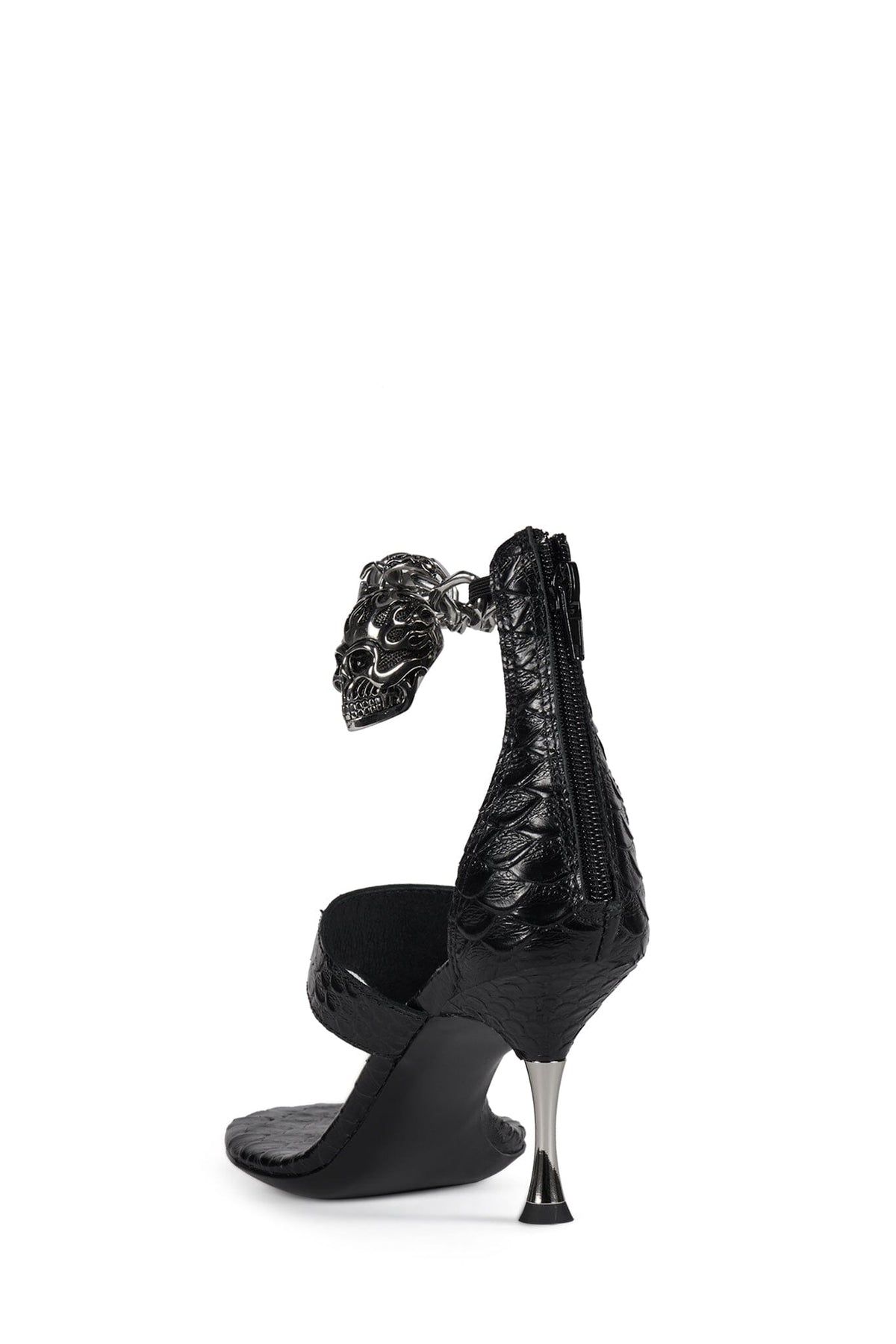 Jeffrey Campbell GRIM Heeled Thong Sandal - Black Snake Silver