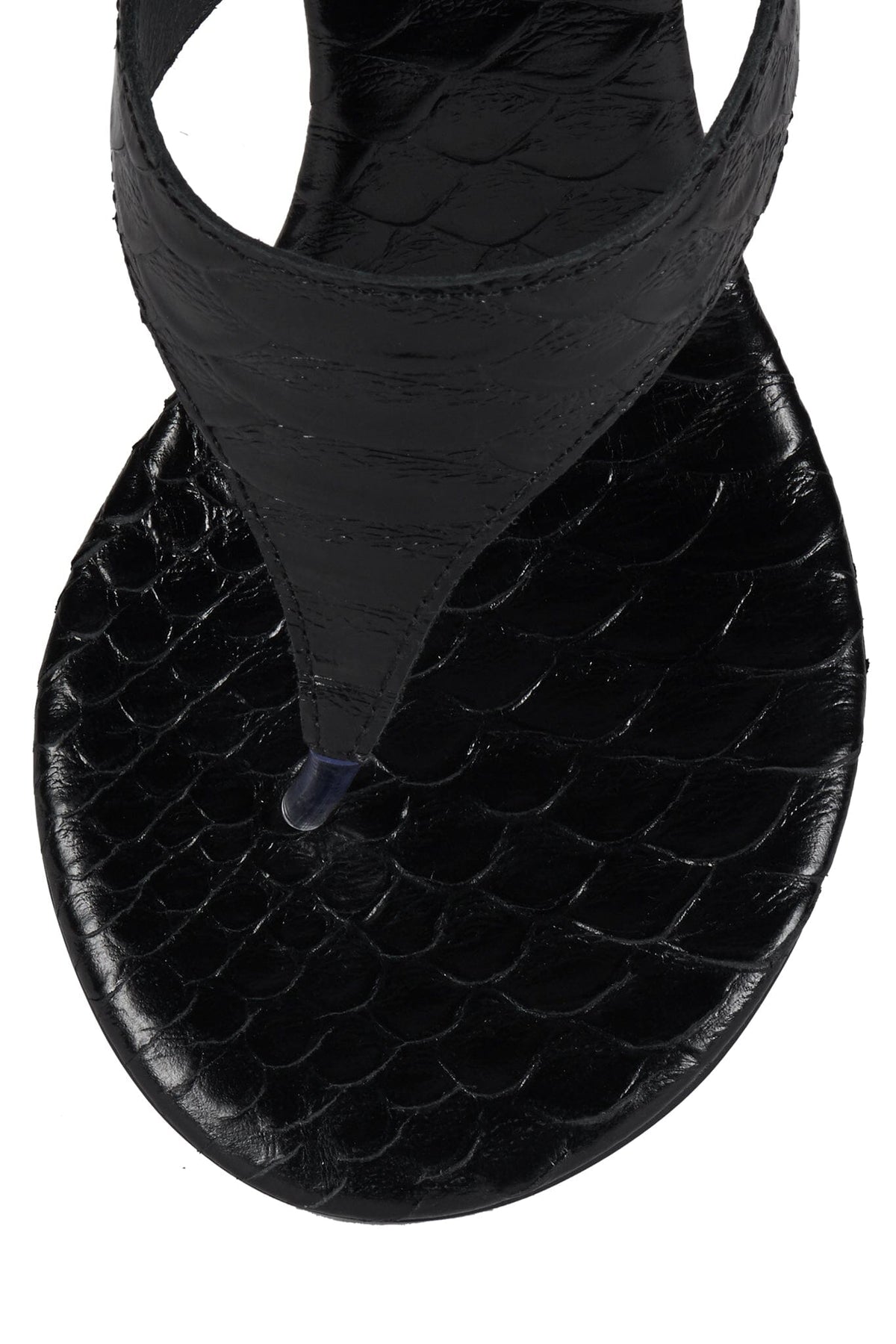 Jeffrey Campbell GRIM Heeled Thong Sandal - Black Snake Silver