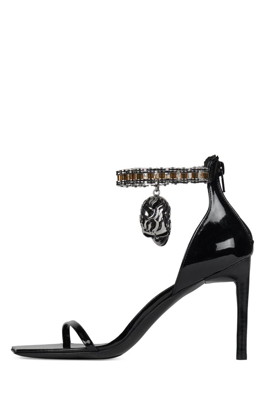 Jeffrey Campbell 5-STONE Heeled Sandal - Black Patent Silver