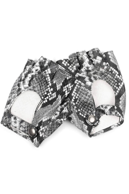 Jeffrey Campbell MOTO-MAMI Moto-Inspire Gloves - White Grey Python