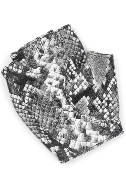 Jeffrey Campbell MOTO-MAMI Moto-Inspire Gloves - White Grey Python