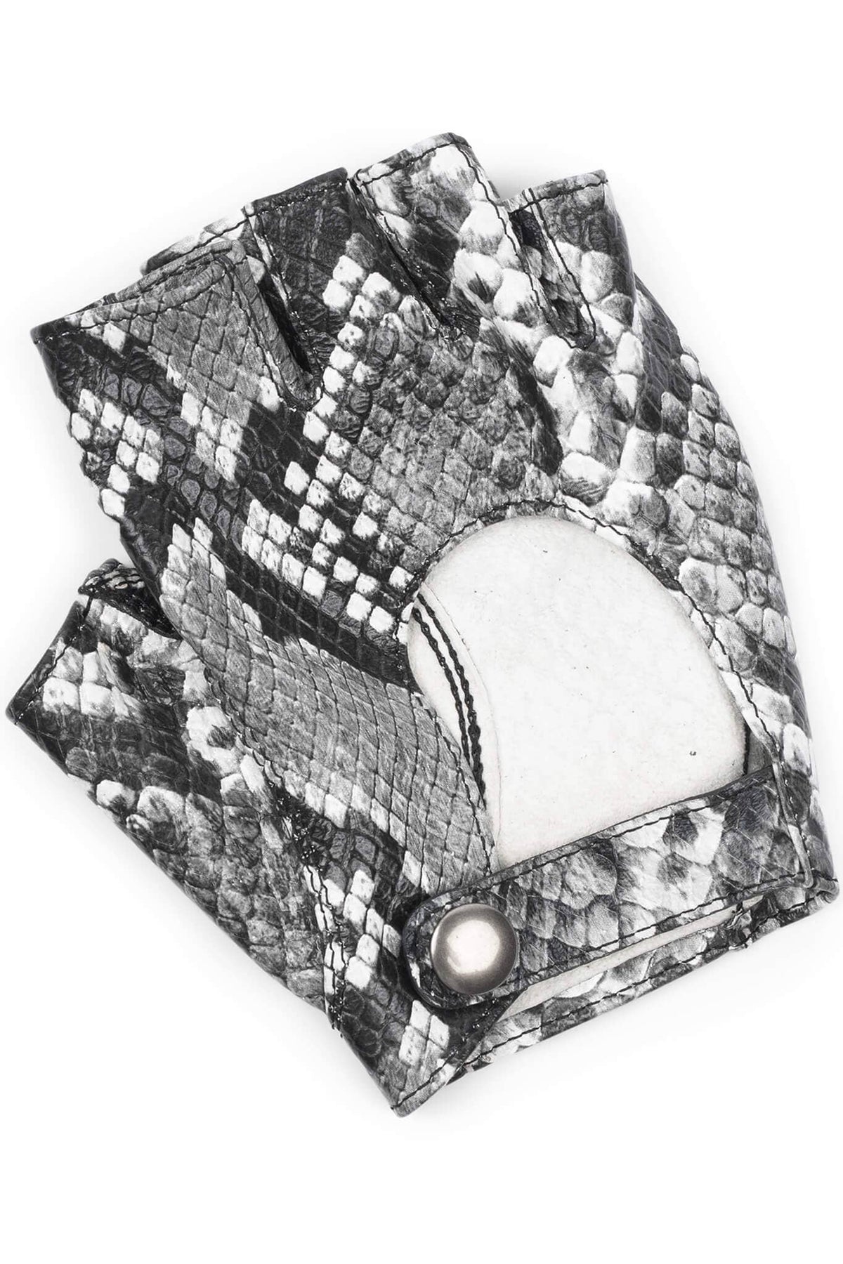 Jeffrey Campbell MOTO-MAMI Moto-Inspire Gloves - White Grey Python