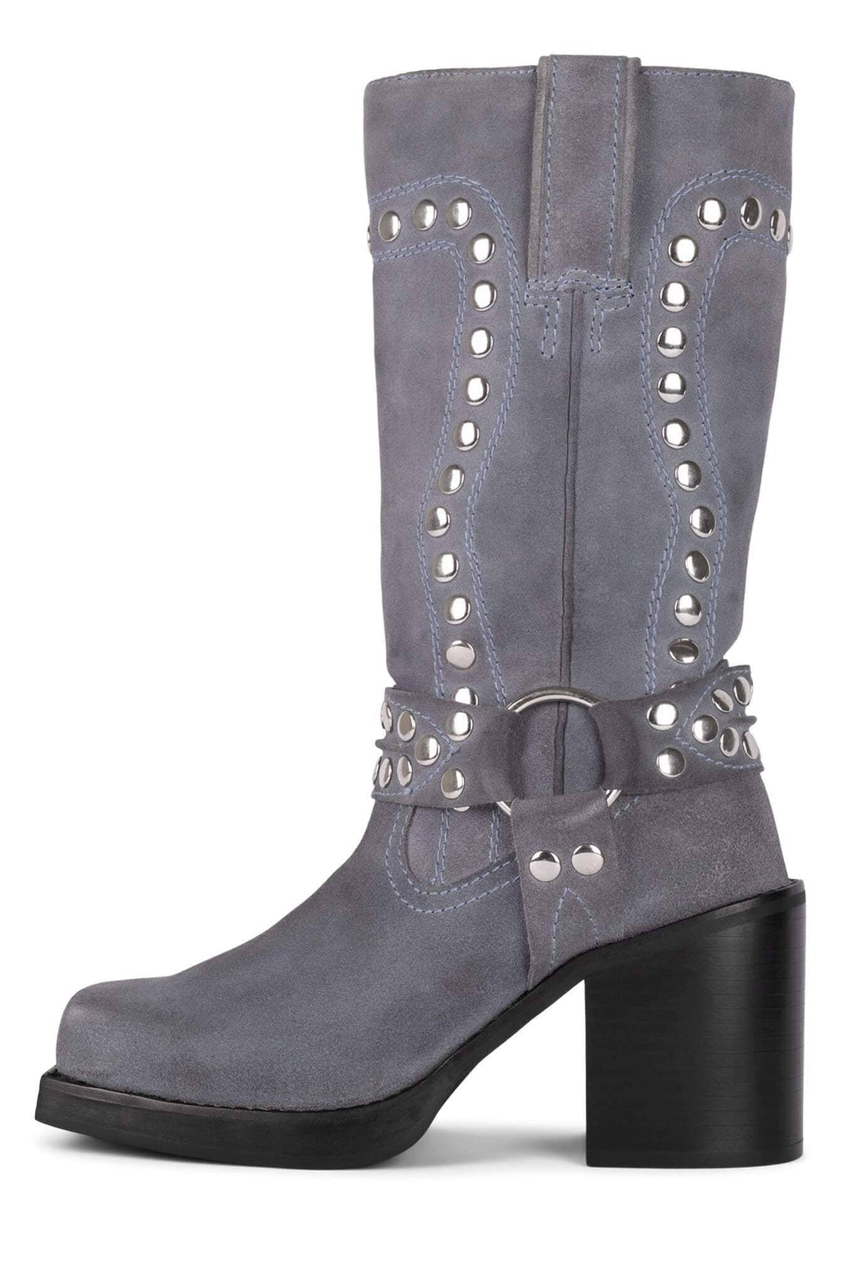 Jeffrey Campbell JUVENILE-S Western Boot - Dusty Blue Suede Silver