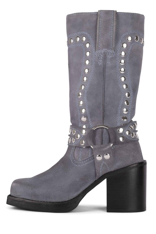 Jeffrey Campbell JUVENILE-S Western Boot - Dusty Blue Suede Silver