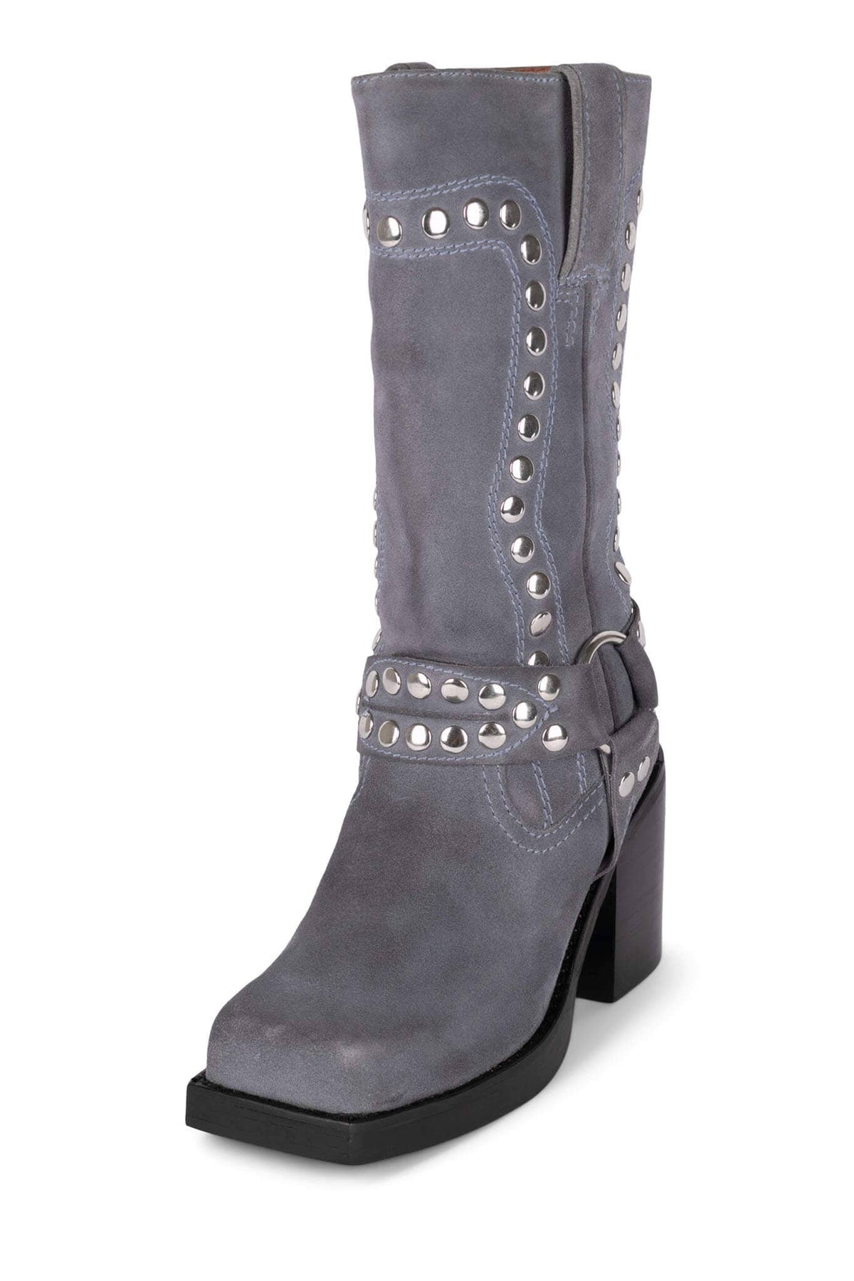 Jeffrey Campbell JUVENILE-S Western Boot - Dusty Blue Suede Silver