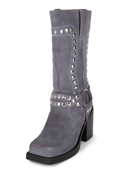 Jeffrey Campbell JUVENILE-S Western Boot - Dusty Blue Suede Silver