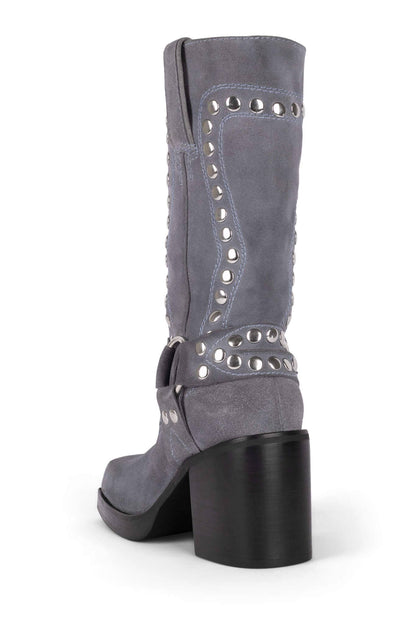 Jeffrey Campbell JUVENILE-S Western Boot - Dusty Blue Suede Silver