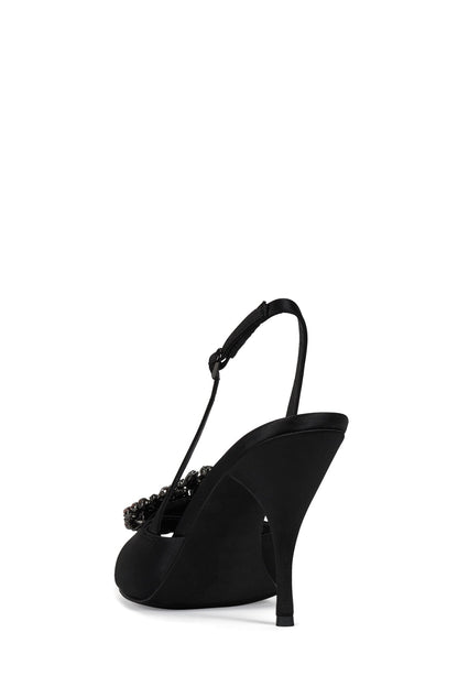Jeffrey Campbell TRIOMPHE-J Heeled Slingback Sandal - Black Satin Pewter