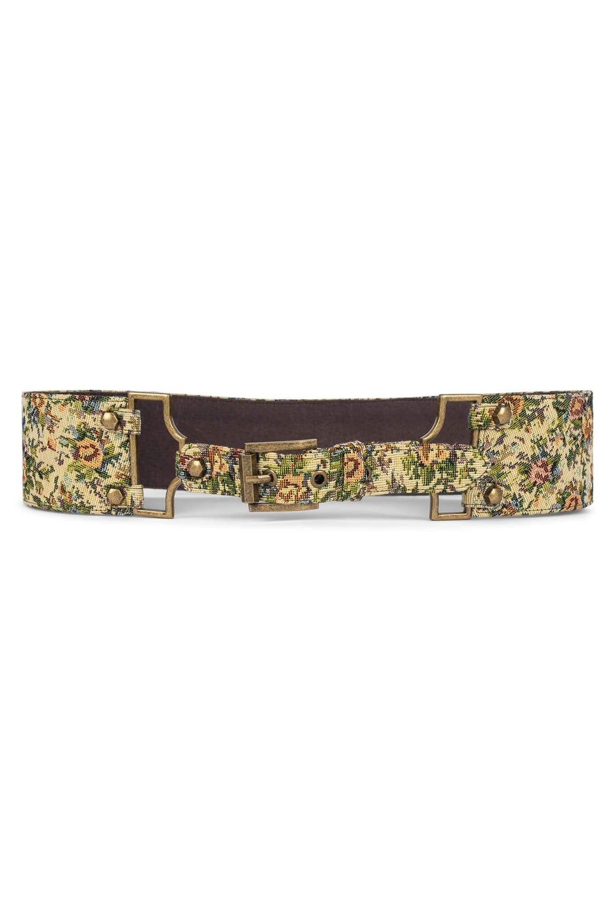 Jeffrey Campbell REIN-IN Tapestry Belt - Beige Floral Tapestry