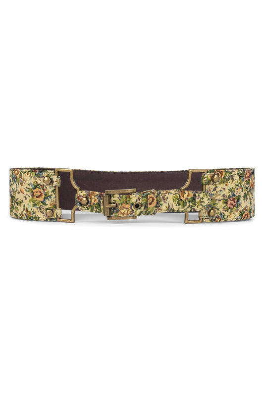 Jeffrey Campbell REIN-IN Tapestry Belt - Beige Floral Tapestry