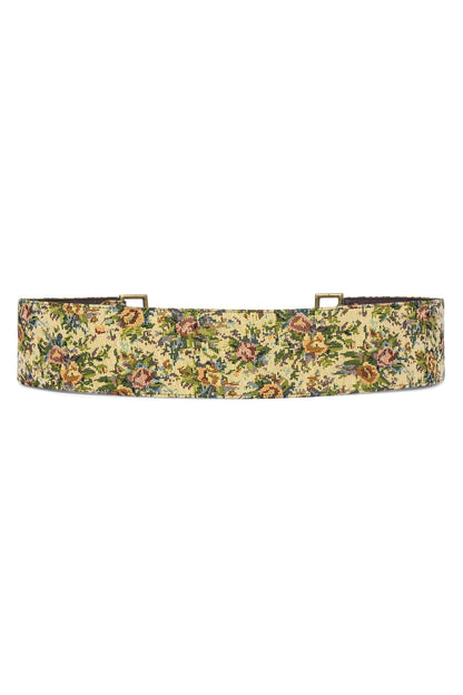 Jeffrey Campbell REIN-IN Tapestry Belt - Beige Floral Tapestry