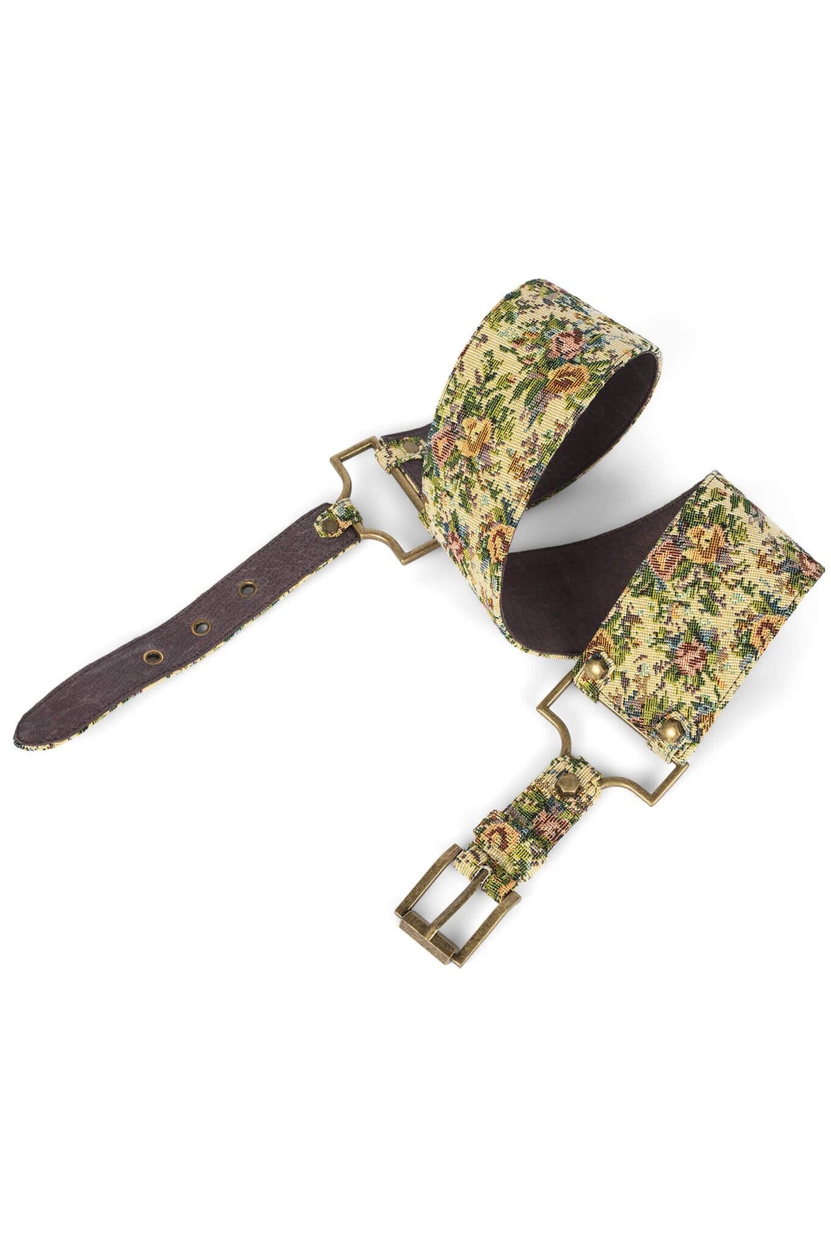Jeffrey Campbell REIN-IN Tapestry Belt - Beige Floral Tapestry
