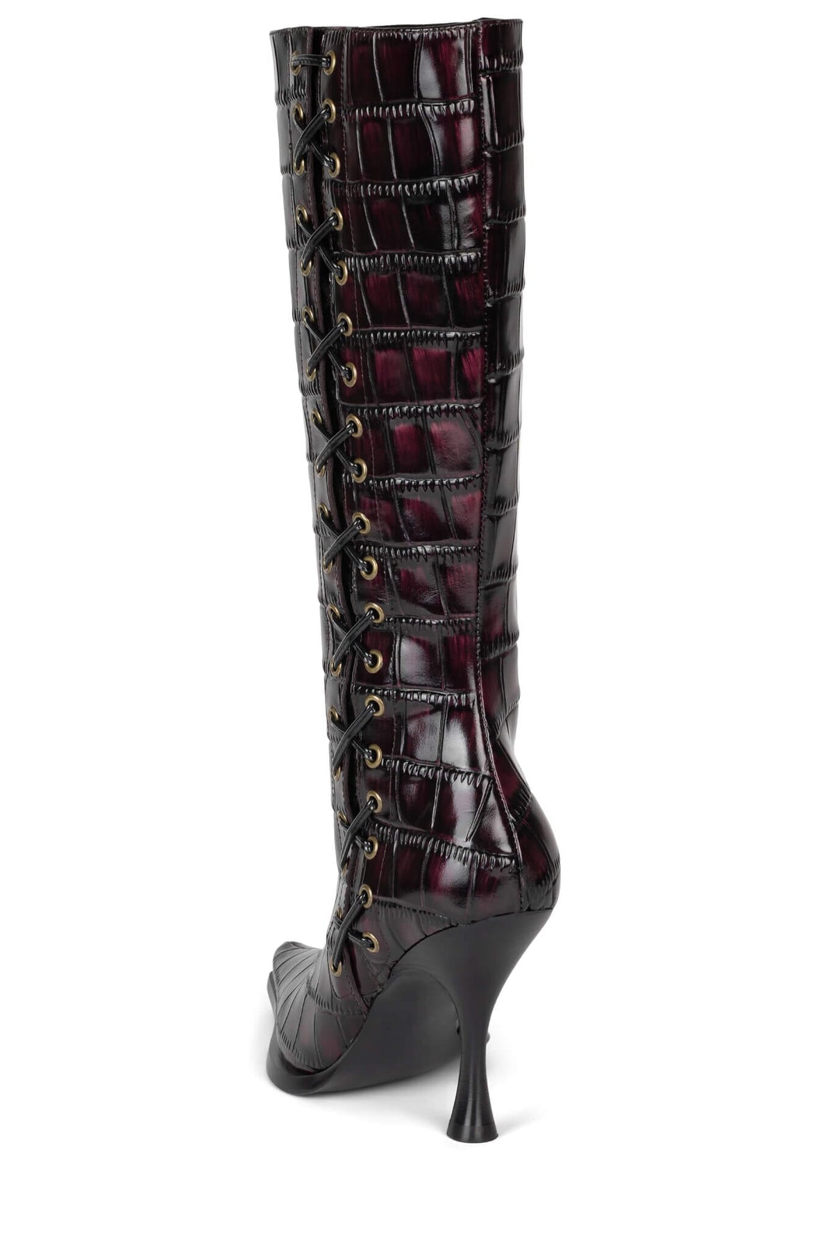 Jeffrey Campbell STUNNA Heeled Boot - Raspberry Black Croco