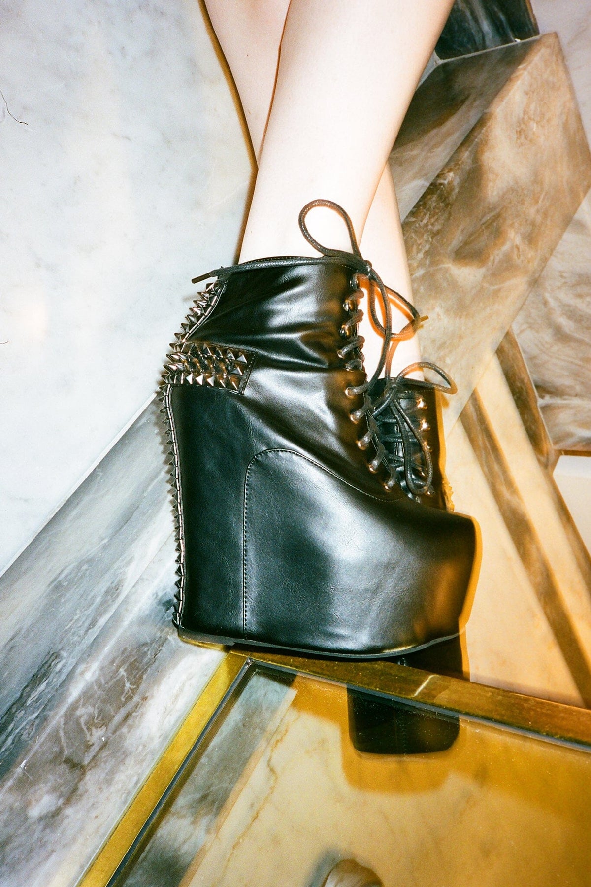 Jeffrey Campbell DAMSEL-CRS Platform Boot - Black Pewter