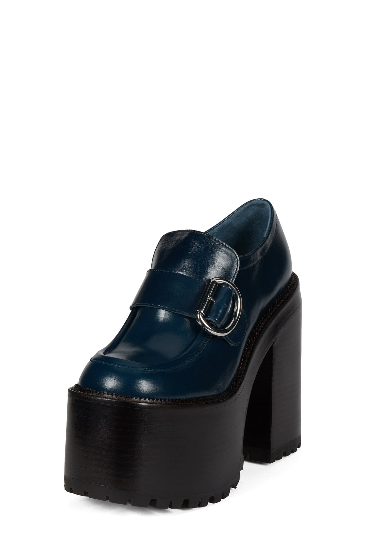 Jeffrey Campbell OFFSET Heeled Loafer - Blue Oiled