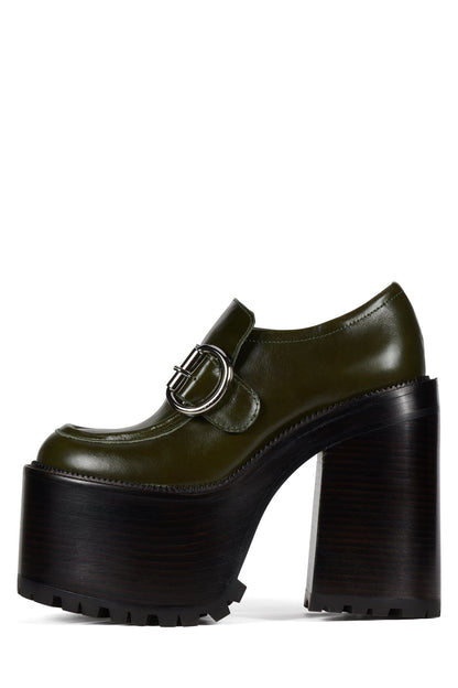 Jeffrey Campbell OFFSET Heeled Loafer - Blue Oiled