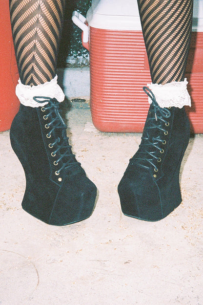 Jeffrey Campbell NIGHTLITA Wedge Platform Boot - Black Suede