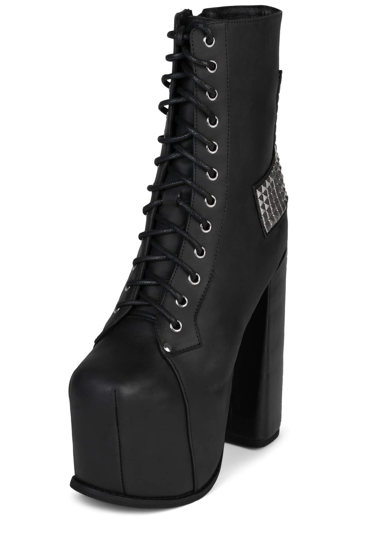 Jeffrey Campbell BL-CROSS Platform Boots - Black Washed Silver