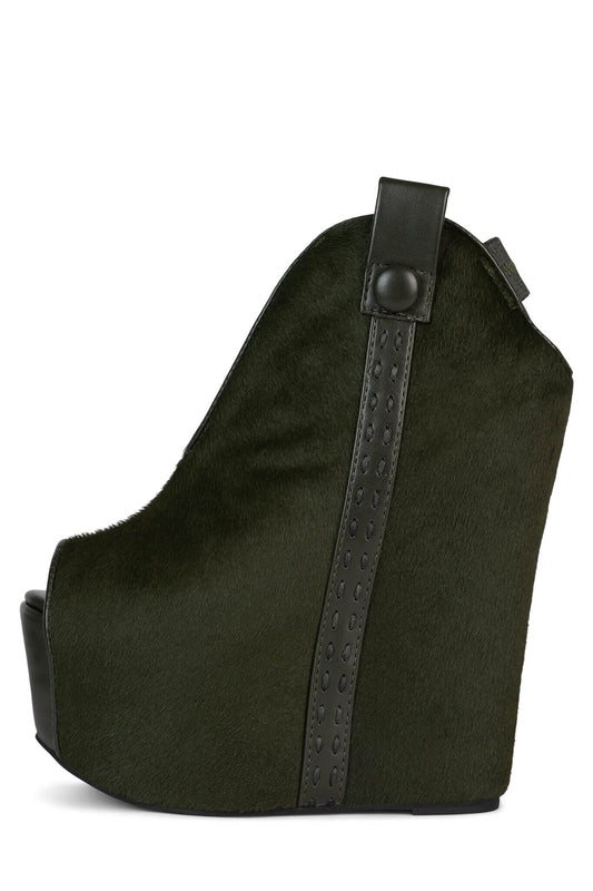 Jeffrey Campbell KELSEY-FUR Platform Bootie - Olive
