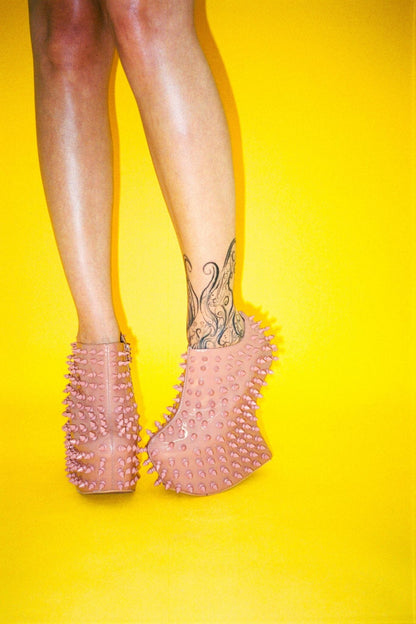 Jeffrey Campbell SHADOW-SPK Platform Wedge Boot - Blush Patent Blush