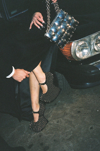 Jeffrey Campbell PRICKLY Platform Pump - Black Suede Silver