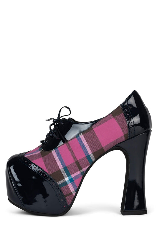 Jeffrey Campbell BRONTE Platform Oxford - Navy Rose Plaid
