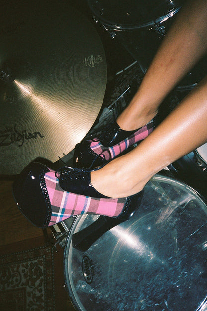 Jeffrey Campbell BRONTE Platform Oxford - Navy Rose Plaid